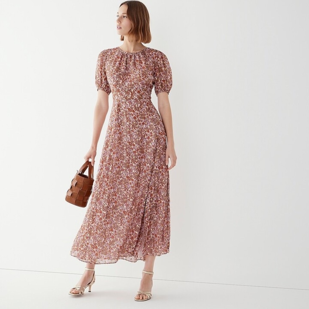 J.Crew Collection Size 20 NWT Open-back metallic clip-dot dress bouquet floral